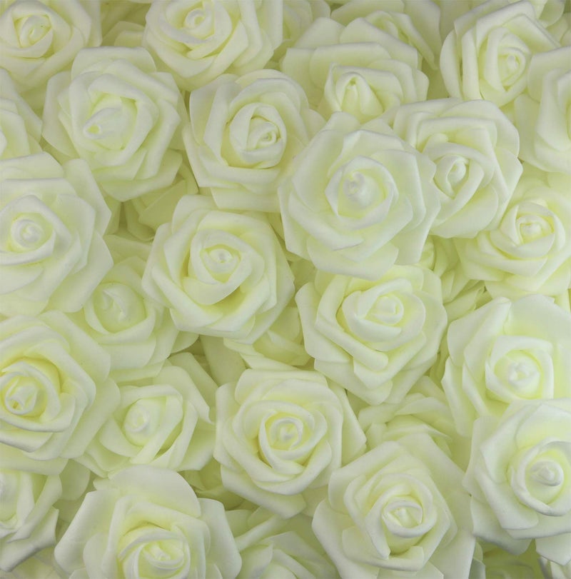 Lightingsky 3 x 1.6 x 3 inches 100pcs DIY Real Touch 3D Artificial Foam Rose Head Without Stem for Wedding Party Home Decoration (Milky) - Image 5